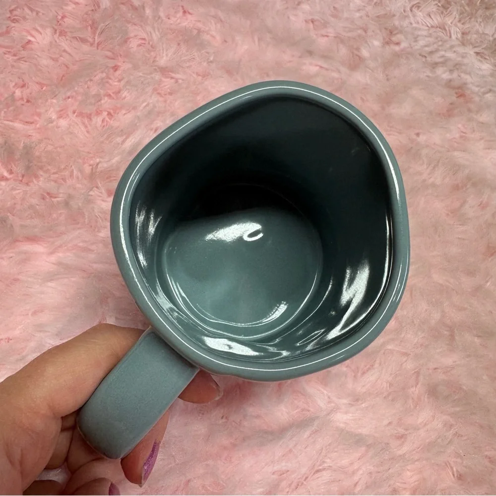 Gray / blue Ceramic coffee tea Mug Rae Dunn large cup Paws Off Animal dog cat - Picture 5 of 6